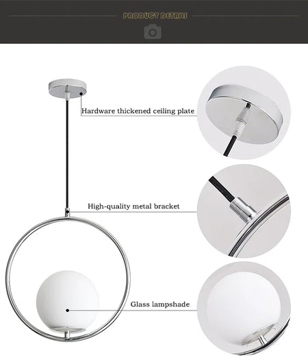 Pendant Light - Modern Glass Ball LED Hanging Lamp Brass Black Chrome SW-36210347 - SWEET-LIGHTS