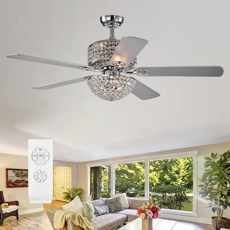 Fans - 52 Inch Crystal Ceiling Fan with Lights and Remote SW-36210987 - SWEET-LIGHTS