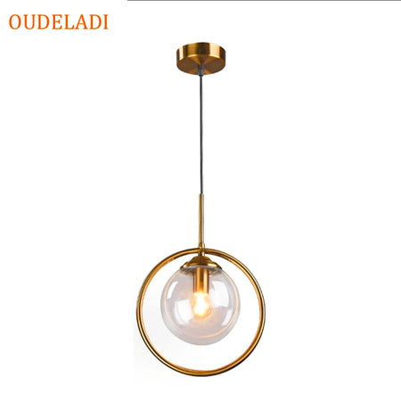 Pendant Light - Nordic Metal Ring Glass Ball Hanging Lamp SW-36210345 - SWEET-LIGHTS