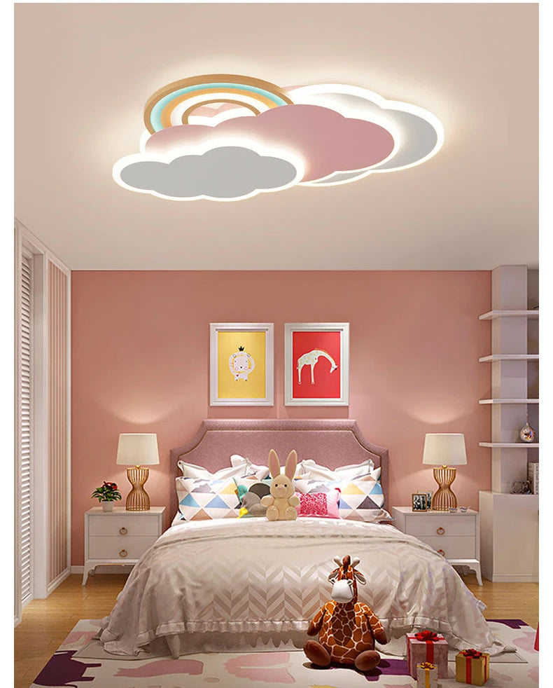 Children Lighting - Romantic Rainbow Cloud Ceiling Lamps 50cm 60cm Pink Light Remote Control SW-36210345 - SWEET-LIGHTS
