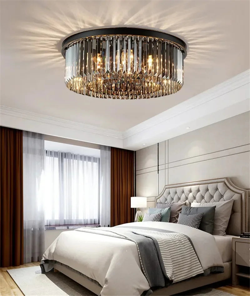 Ceiling Light - Luxury Round Modern Crystal Black E14 Lamp SW-36210478 - SWEET-LIGHTS