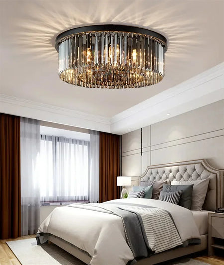 Ceiling Light - Luxury Round Modern Crystal Black E14 Lamp SW-36210478 - SWEET-LIGHTS
