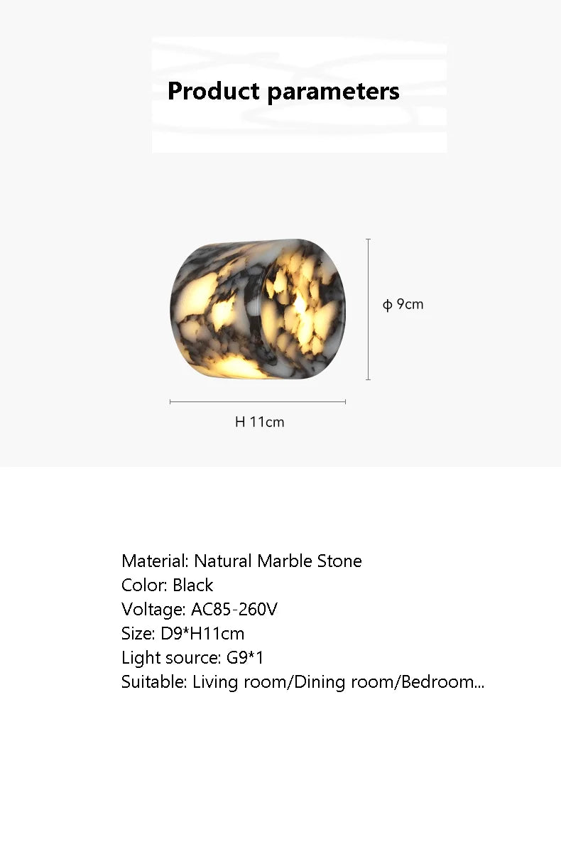 Wall Light - Cylindrical Marble Natural Stone Wall Lamp LED Sconce SW-36210456 - SWEET-LIGHTS