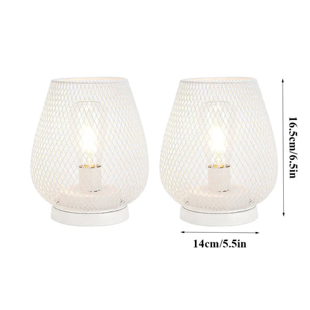Table Lamp - Set of 2 Metal Cage Vintage Battery Operated LED Lanterns SW-36210789 - SWEET-LIGHTS