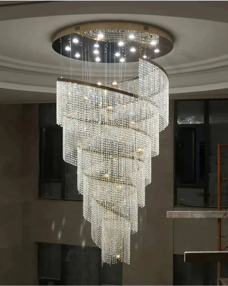 Chandelier - Large Spiral Design Crystal Chandelier For Staircase Hallway Lobby Modern LED Cristal Lamp Luxury Home Decor SW-36210345 - SWEET-LIGHTS