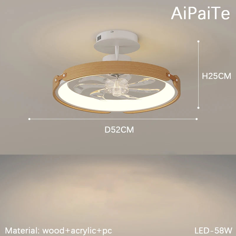 Fans - BOSSEN Modern Walnut Fan Lamp for Living Room Decor SW-36210348 - SWEET-LIGHTS