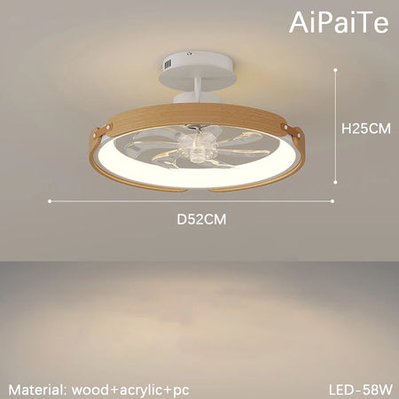Fans - BOSSEN Modern Walnut Fan Lamp for Living Room Decor SW-36210348 - SWEET-LIGHTS