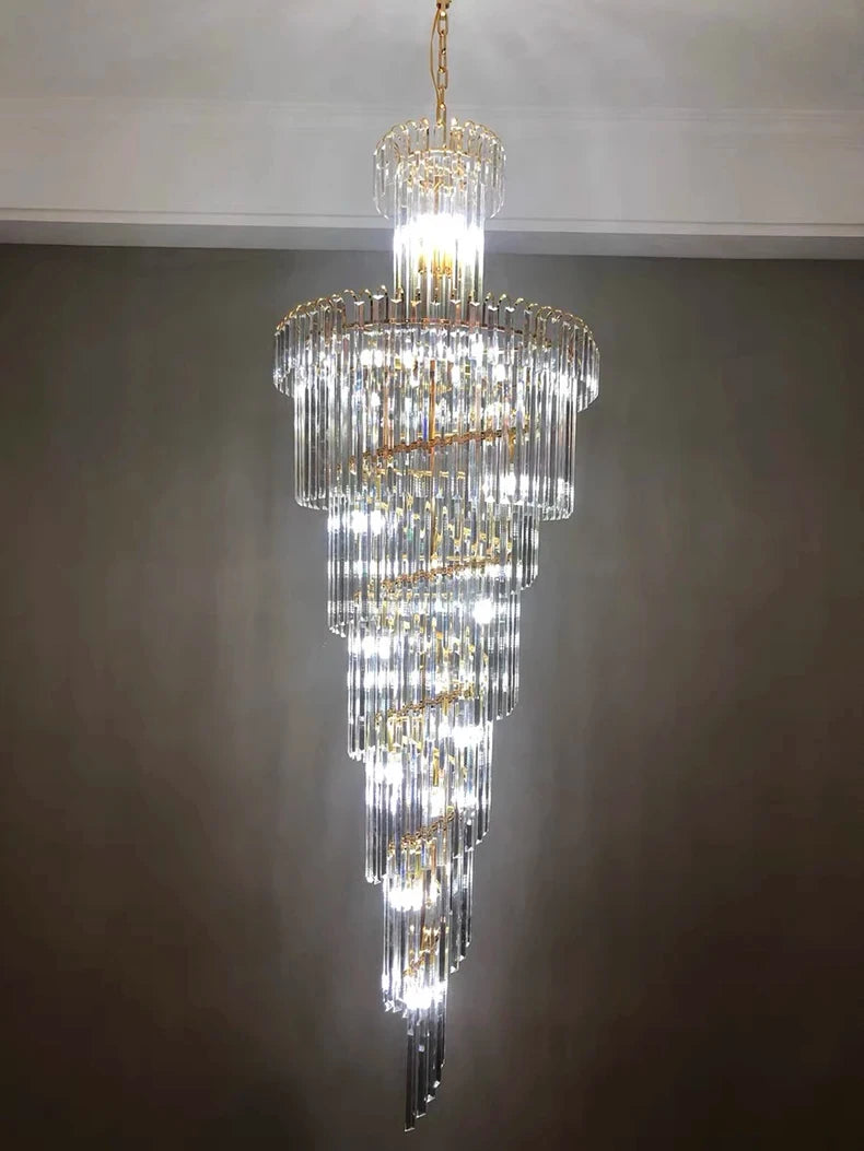Chandelier - Long Crystal Staircase Gold Modern Lamp Luxury Villa Home Decor SW-36210458 - SWEET-LIGHTS