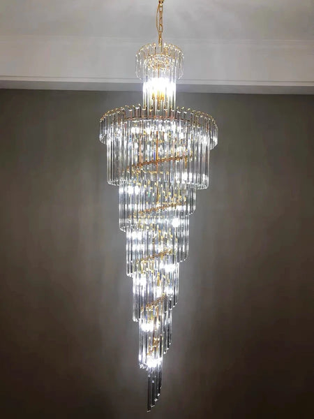 Chandelier - Long Crystal Staircase Gold Modern Lamp Luxury Villa Home Decor SW-36210458 - SWEET-LIGHTS