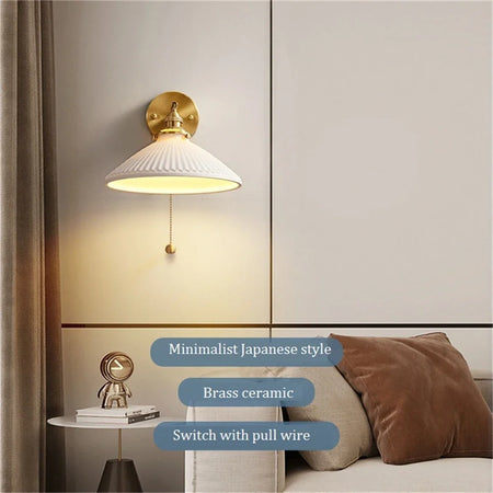 Wall Light - Modern White Ceramic Wall Mounted Lamps for Hotel Bedroom Bedside Pull Switch Sconce Nordic Hallway Aisle SW-36210458 - SWEET-LIGHTS