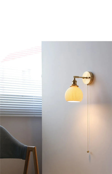 Wall Light - Modern White Ceramic Wall Mounted Lamps for Hotel Bedroom Bedside Pull Switch Sconce Nordic Hallway Aisle SW-36210458 - SWEET-LIGHTS