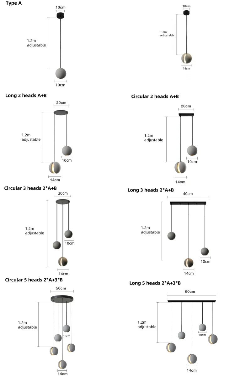 Pendant Light - Minimalist Cement Chandelier Modern Planet Moon Pendant Lights for Bedroom Dining Room Bar SW-36210458 - SWEET-LIGHTS