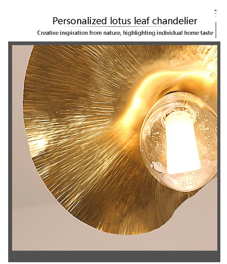 Pendant Light - Lotus Leaf Minimalist Hammered Brass Lamp SW-36210345 - SWEET-LIGHTS