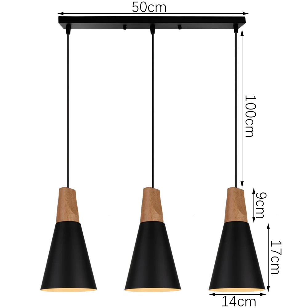Pendant Light - Modern 3 Heads Wood Aluminum Chandelier Black SW-36210478 - SWEET-LIGHTS