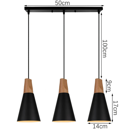 Pendant Light - Modern 3 Heads Wood Aluminum Chandelier Black SW-36210478 - SWEET-LIGHTS