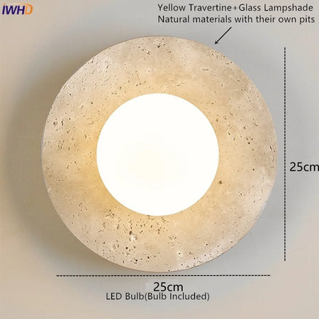 Wall Light - IWHD Modern Nordic LED Walnut Yellow Travertine Lamp SW-36210357 - SWEET-LIGHTS