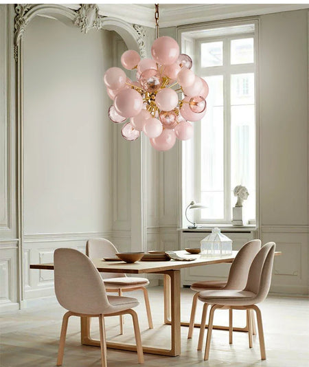 Chandelier - Art Deco Pink Bubbles Glass Pendant Light SW-36210976 - SWEET-LIGHTS