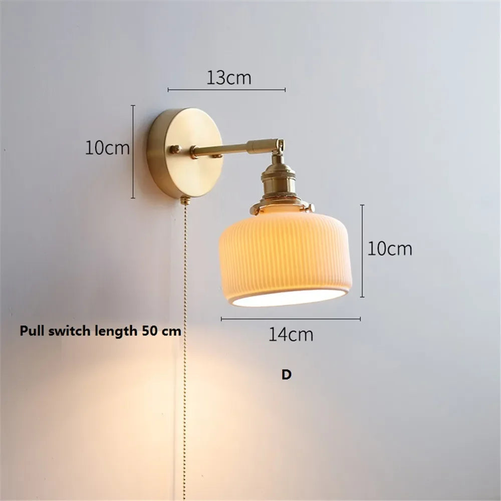 Wall Light - Modern White Ceramic Wall Mounted Lamps for Hotel Bedroom Bedside Pull Switch Sconce Nordic Hallway Aisle SW-36210458 - SWEET-LIGHTS