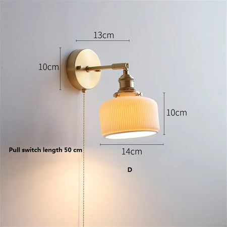 Wall Light - Modern White Ceramic Wall Mounted Lamps for Hotel Bedroom Bedside Pull Switch Sconce Nordic Hallway Aisle SW-36210458 - SWEET-LIGHTS