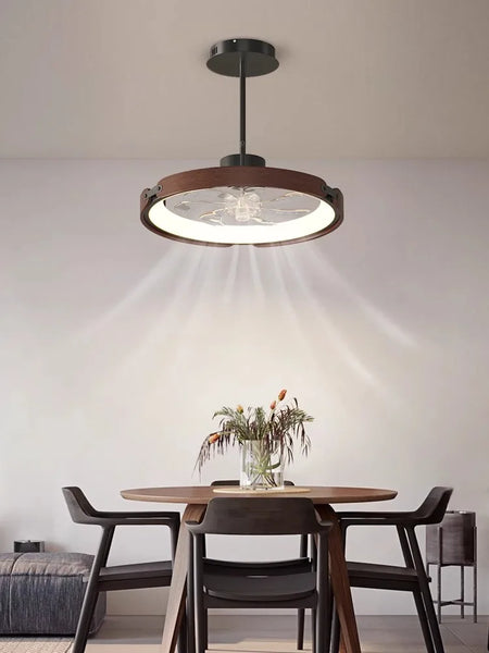 Fans - BOSSEN Modern Walnut Fan Lamp for Living Room Decor SW-36210348 - SWEET-LIGHTS