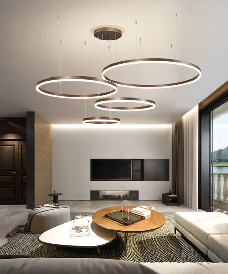 Pendant Light - Modern Ring Design LED Chandelier Gold for Living Dining Room Office Bedroom Home Decor SW-36210345 - SWEET-LIGHTS