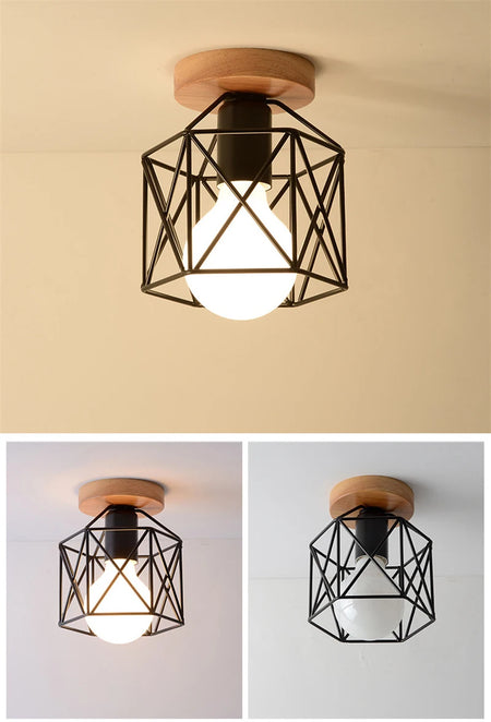 Ceiling Light - Modern Glass Lamp with Wooden Frame for Living Room Dining Kitchen SW-36210457 - SWEET-LIGHTS