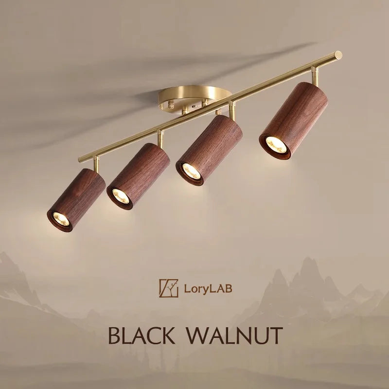 Spotlight - Walnut Wood Brass Spotlight Ceiling Light Fixture for Living Room, Dining Room, Kitchen Island, Corridor, Bedroom SW-36210436 - SWEET-LIGHTS