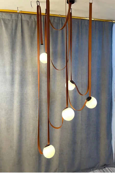 Pendant Light - Nordic Leather Chandelier LED Lamps for Duplex SW-36210345 - SWEET-LIGHTS