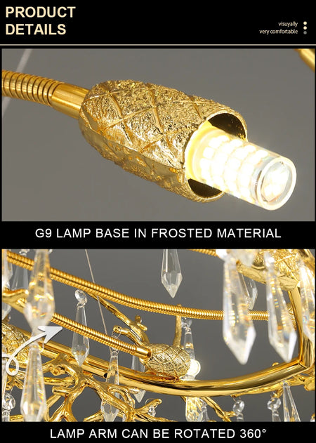 Chandelier - Modern Luxury Crystal Chandelier Gold For Kitchen Dining Living Room Bedroom SW-36210458 - SWEET-LIGHTS