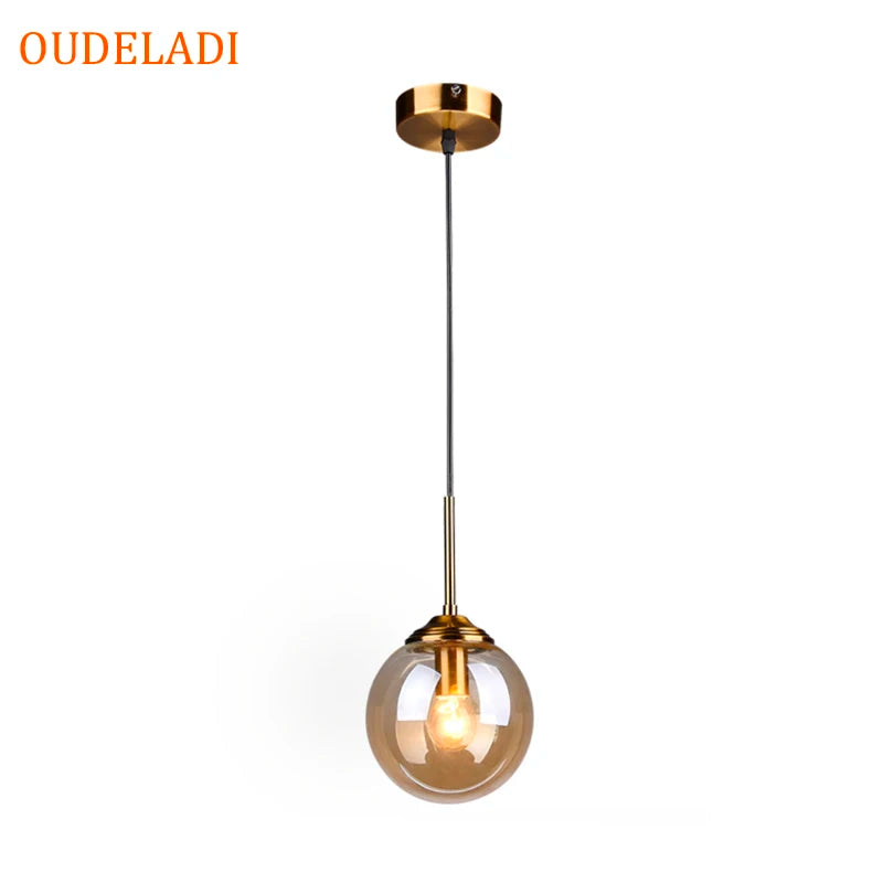 Pendant Light - Nordic Metal Ring Glass Ball Hanging Lamp SW-36210345 - SWEET-LIGHTS
