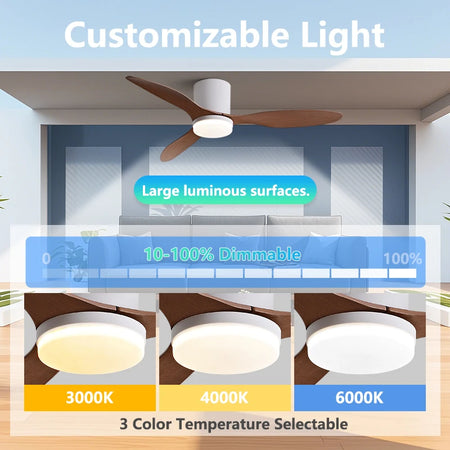 Fans - The New Fan Light with Three Blades and APP Control SW-36210567 - SWEET-LIGHTS