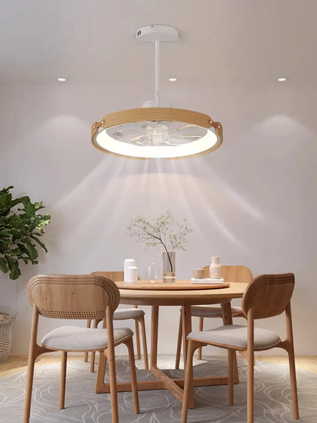 Fans - BOSSEN Modern Walnut Fan Lamp for Living Room Decor SW-36210348 - SWEET-LIGHTS
