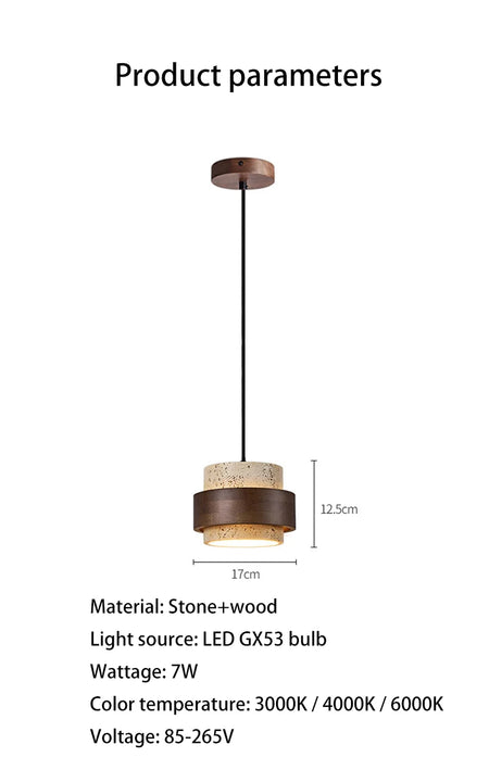 Pendant Light - Led Pendant Lamp Bedroom Chandelier Small Stone Wood Walnut Hanging Fixture SW-36210345 - SWEET-LIGHTS