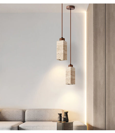 Pendant Light - Yellow Marble Droplight Dining Table Japan Wabi-Sabi Pendant Light SW-36210458 - SWEET-LIGHTS