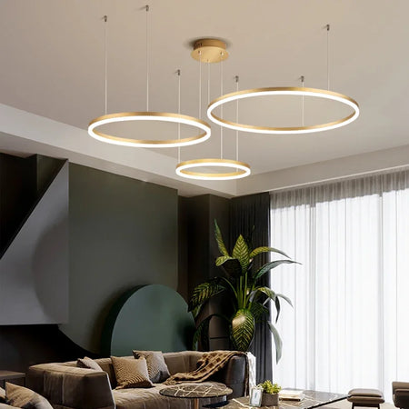 Pendant Light - Modern Ring Design LED Chandelier Gold for Living Dining Room Office Bedroom Home Decor SW-36210345 - SWEET-LIGHTS