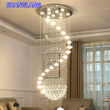 Chandelier - Modern Long Staircase Crystal Pendant Light SW-36210123 - SWEET-LIGHTS