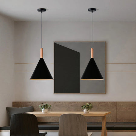 Pendant Light - Modern Hanging Wood Aluminium E27 for Dining Room Black Decor SW-36210345 - SWEET-LIGHTS