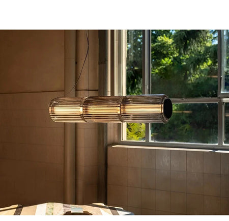 Pendant Light - Restaurant Long Stripe Smoke Gray Glass LED Lamp SW-36210456 - SWEET-LIGHTS