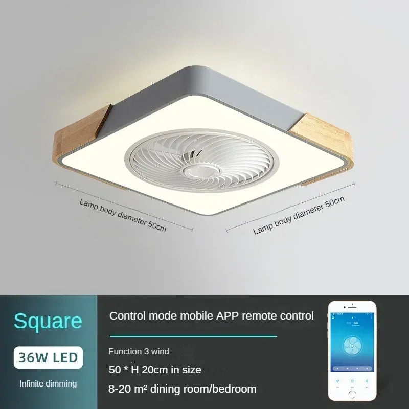 Fans - Modern Low Profile Wood Ceiling Fan Light with Remote Control SW-36210789 - SWEET-LIGHTS