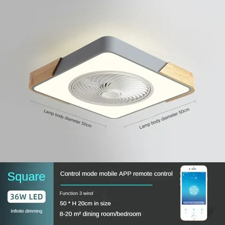 Fans - Modern Low Profile Wood Ceiling Fan Light with Remote Control SW-36210789 - SWEET-LIGHTS
