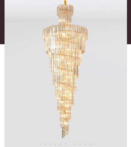 Chandelier - Long Crystal Staircase Gold Modern Lamp Luxury Villa Home Decor SW-36210458 - SWEET-LIGHTS