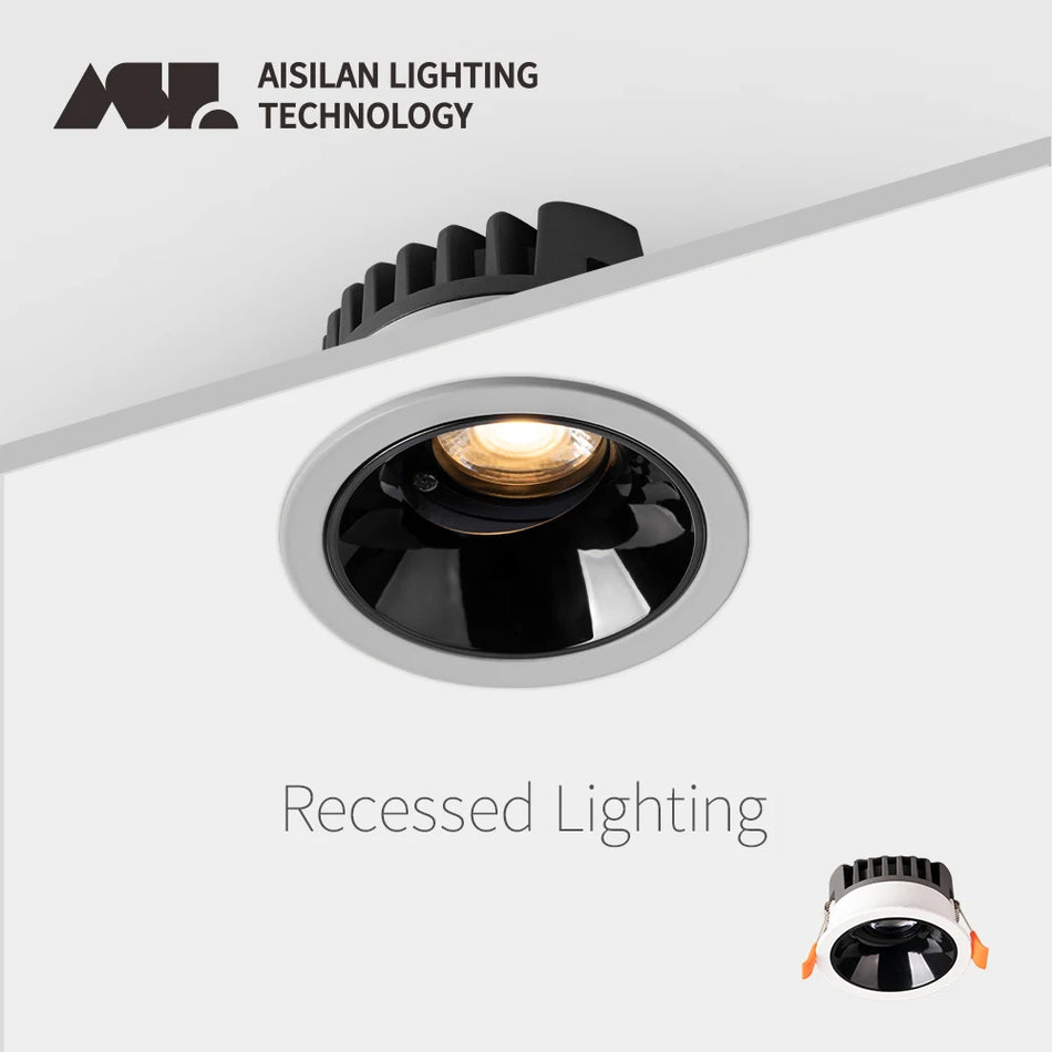 Spotlight - Aisilan Ultra-Thin Recessed Downlight Angle Adjustable 3000K/4000K Aluminum Ceiling Light CRI 97 SW-36210489 - SWEET-LIGHTS