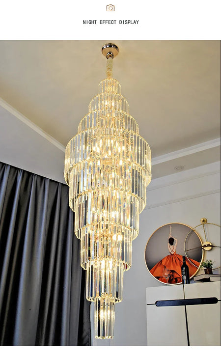 Chandelier - Duplex Building Villa Living Room Crystal Lamp SW-36210457 - SWEET-LIGHTS