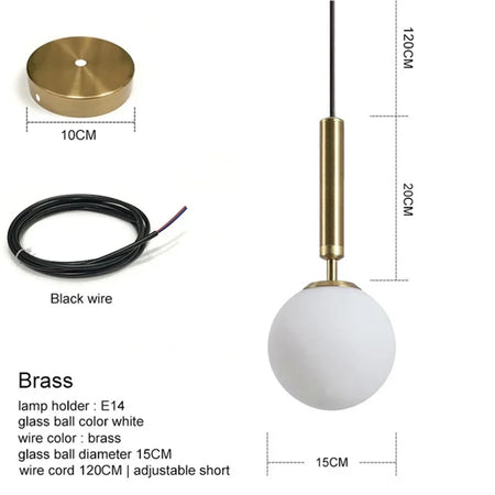 Pendant Light - Modern Glass Ball LED Hanging Lamp Brass Black Chrome SW-36210347 - SWEET-LIGHTS