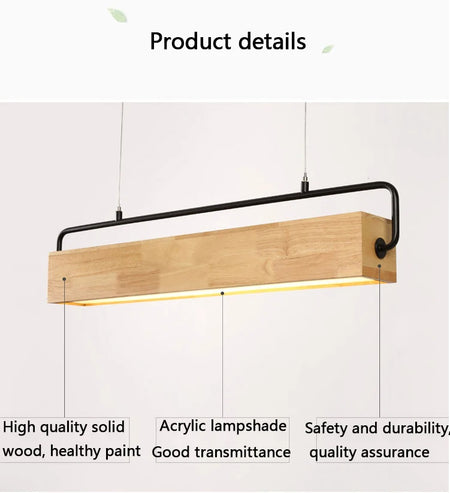 Pendant Light - High-end Simple Nordic Wooden LED with Metal Pole for Restaurants and Cafes Bright SW-36210748 - SWEET-LIGHTS
