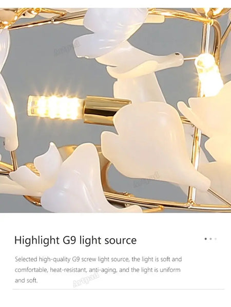 Chandelier - Nordic Ginkgo Leaf Hanging Light for Modern Spaces SW-36210789 - SWEET-LIGHTS