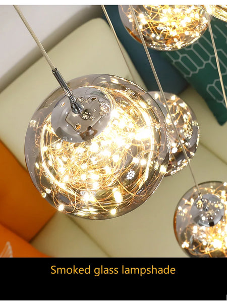 Pendant Light - Modern Led Chandelier Glass Ball Dimmable for Staircase Living Room SW-36210345 - SWEET-LIGHTS