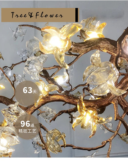 Chandelier - Style Vintage Copper Flower LED Light SW-36210458 - SWEET-LIGHTS