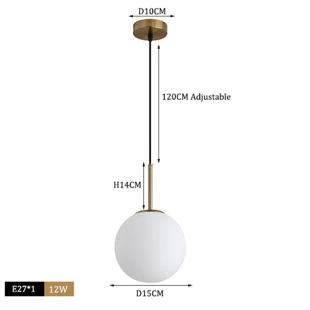 Pendant Light - Modern Glass Ball LED Hanging Lamp Brass Black Chrome SW-36210347 - SWEET-LIGHTS