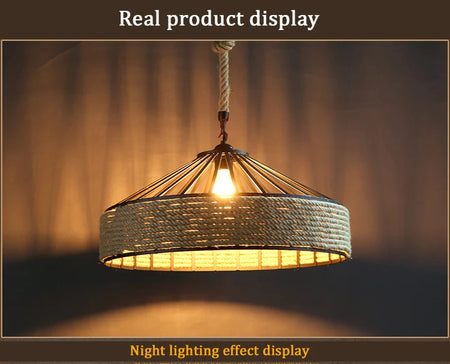 Pendant Light - Vintage Hemp Rope LED Industrial Chandelier SW-36210347 - SWEET-LIGHTS